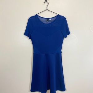 H&M Divided Blue Fit & Flare Dress | Mesh Cutout Detail | Size 8